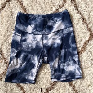 Old Navy Navy and White Tie-Dye High-Rise Bike Shorts